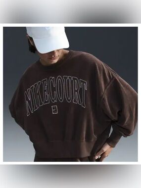 NWT NikeCourt Heritage Women’s Oversized Crewneck Sweatshirt Brown Size S